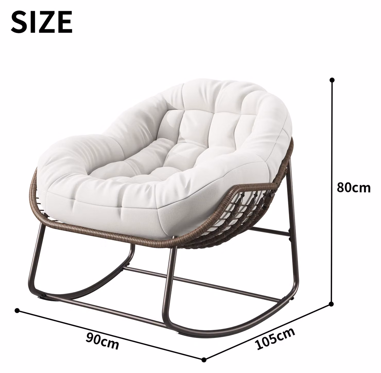 Sedia a dondolo - Poltrona - Sedia da alimentazione - Poltrona relax - Design ergonomico - Con cuscino imbottito