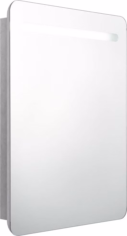 Armadietto Bagno con Specchio e LED Grigio Cemento 60x11x80 cm