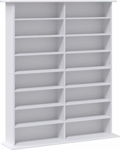 HOMCOM Scaffale multimediale per 720 CD con 16 scomparti e 12 ripiani regolabili, bianco   Aosom Italy