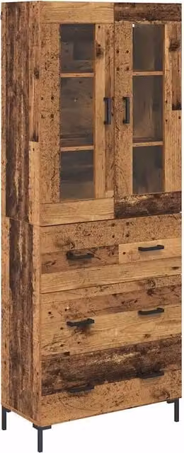 Credenza con cassetto 2 pz | Madia | Buffet da pranzo | Armadio da pranzo Legno vecchio Legno multistrato