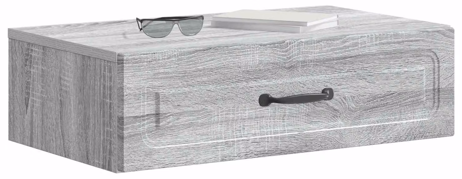 Tavolino da Parete Laterale Grigio Sonoma 59 x 34,5 x 17 cm