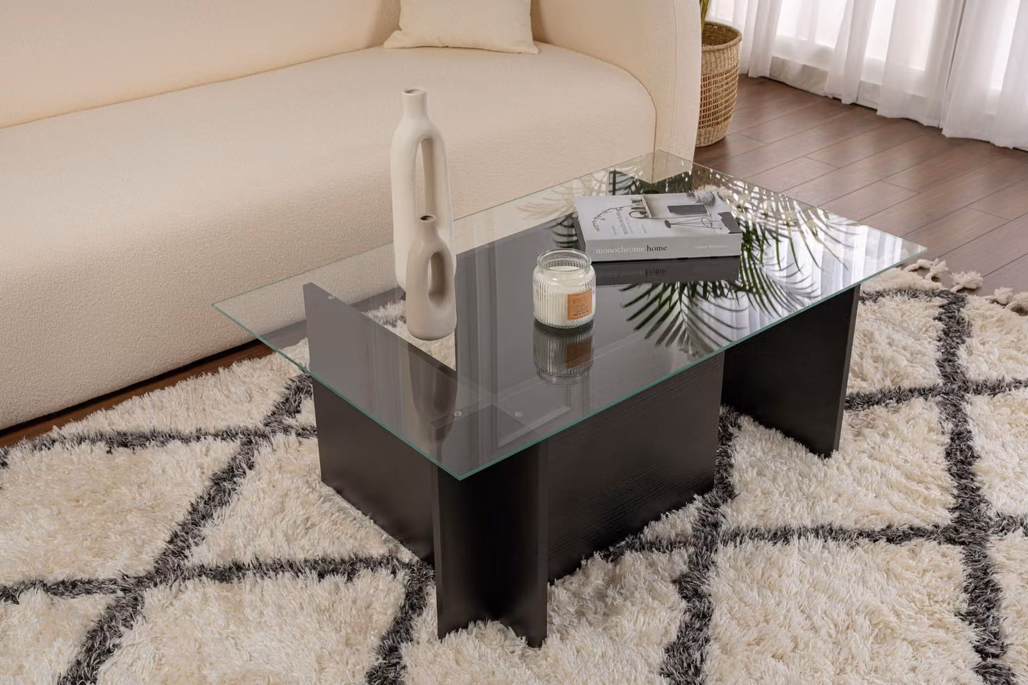Skye Decor, Vetrino - Wood Black, tavolino, legno nero, piano in melamina 100 %, 105 x 65 x 40 cm
