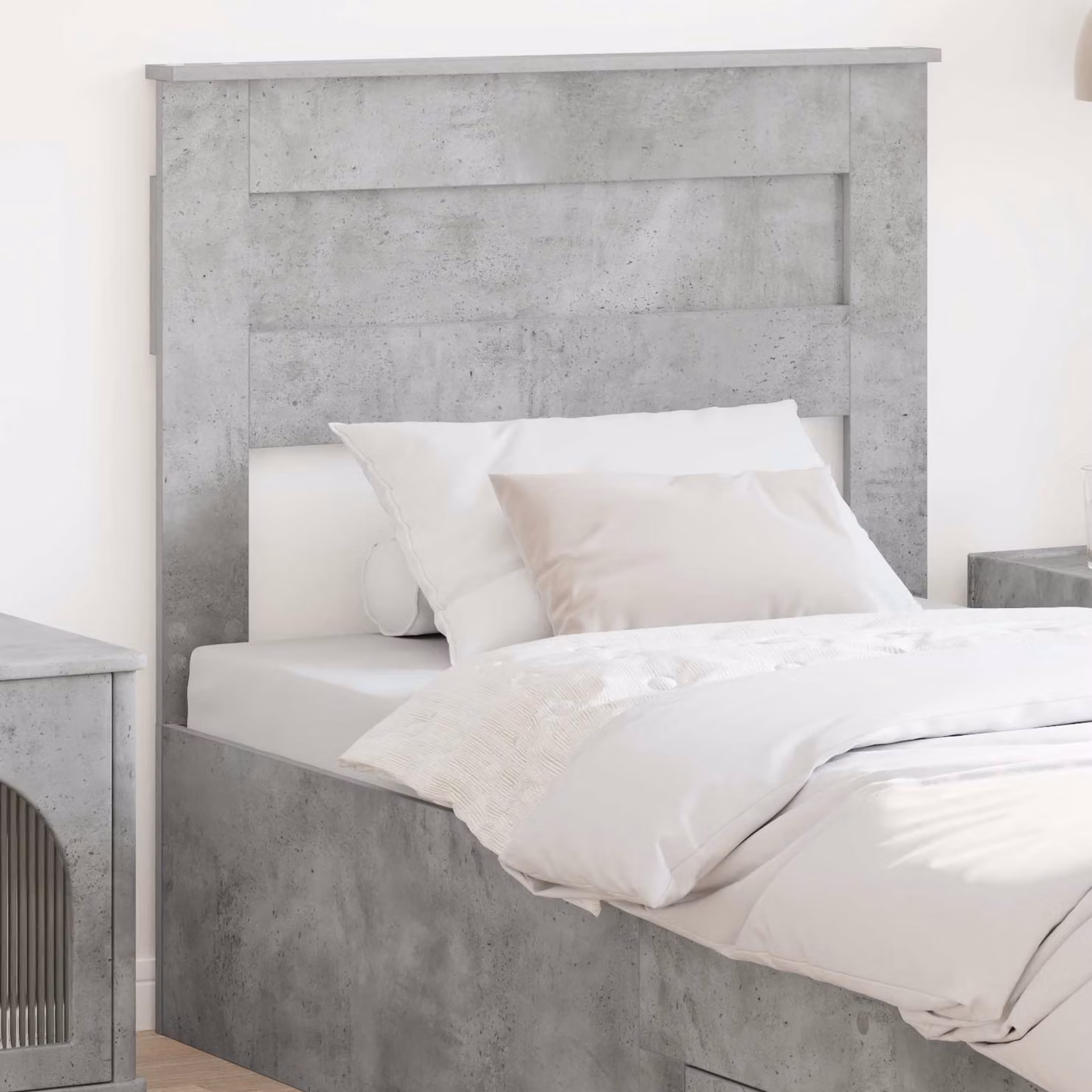 Testiera per letto vidaXL in legno ingegnerizzato, colore grigio cemento, stile minimalista