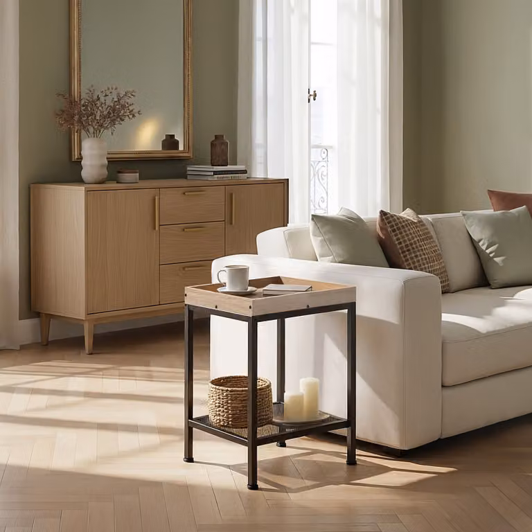 Tavolino da soggiorno Rochester TecTake GmbH in stile industriale, rovere, L/P/H: 41,5 x 41 x 56 cm