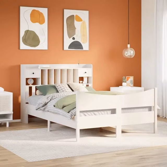 Letto senza Materasso Bianco 140x190 cm Legno Massello di Pino 3323390