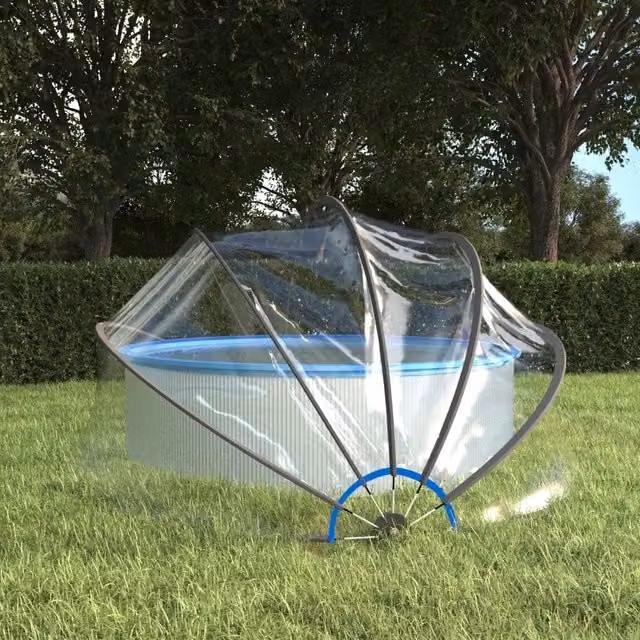 Cupola trasparente per piscina rotonda Videx in PVC, L: 376 cm, P: 188 cm