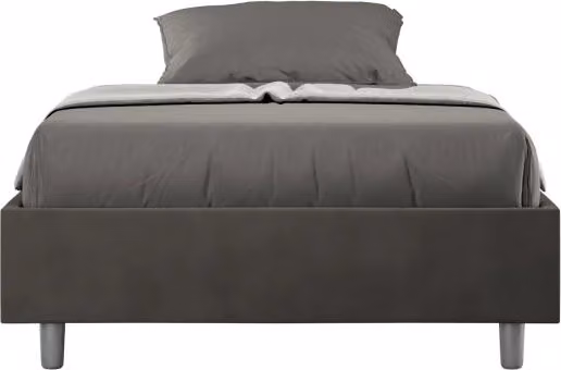 Letto Sommier imbottito Matrimoniale francese 140x190 cm Azelia - Contenitore,Microfibra,Grigio