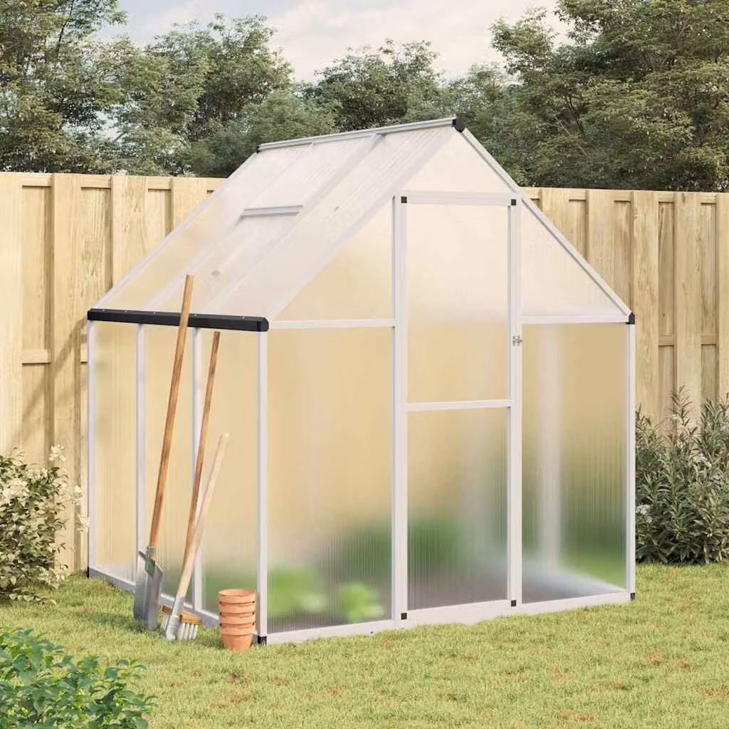 vidaXL Telaio Serra in Alluminio Argento con Copertura in Policarbonato Trasparente L/P/H: 169 x 169 x 195 cm