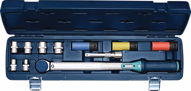 Set di chiavi dinamometriche da 12 pezzi, 40 - 200 Nm, 1/2", 9 inserti/prolunghe