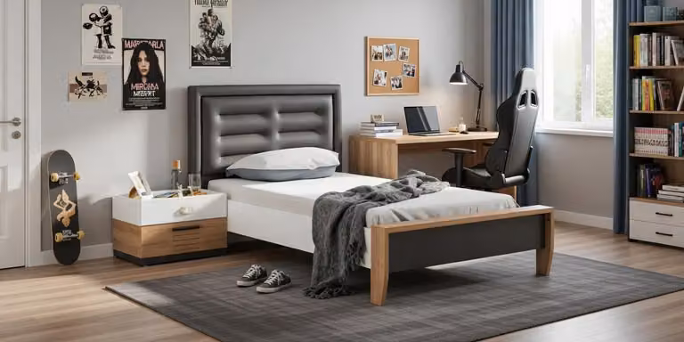 Set da camera da letto con letto e comodino per un comfort moderno