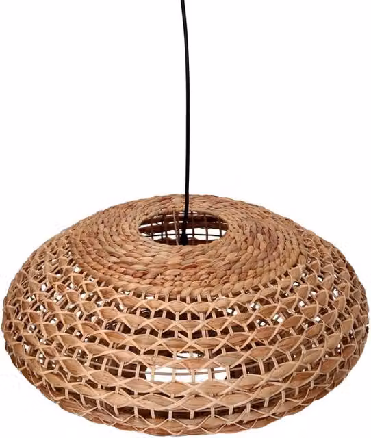 Lampadario a soffitto VACCHETTI in rattan e metallo color beige, forma rotonda, ø 60 cm x H 29,5 cm