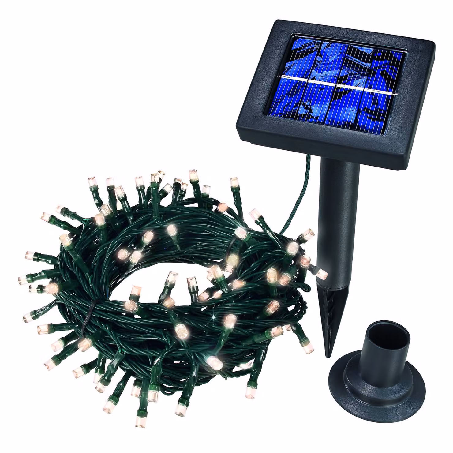 esotec, catena luminosa solare con 100 LED, colore bianco