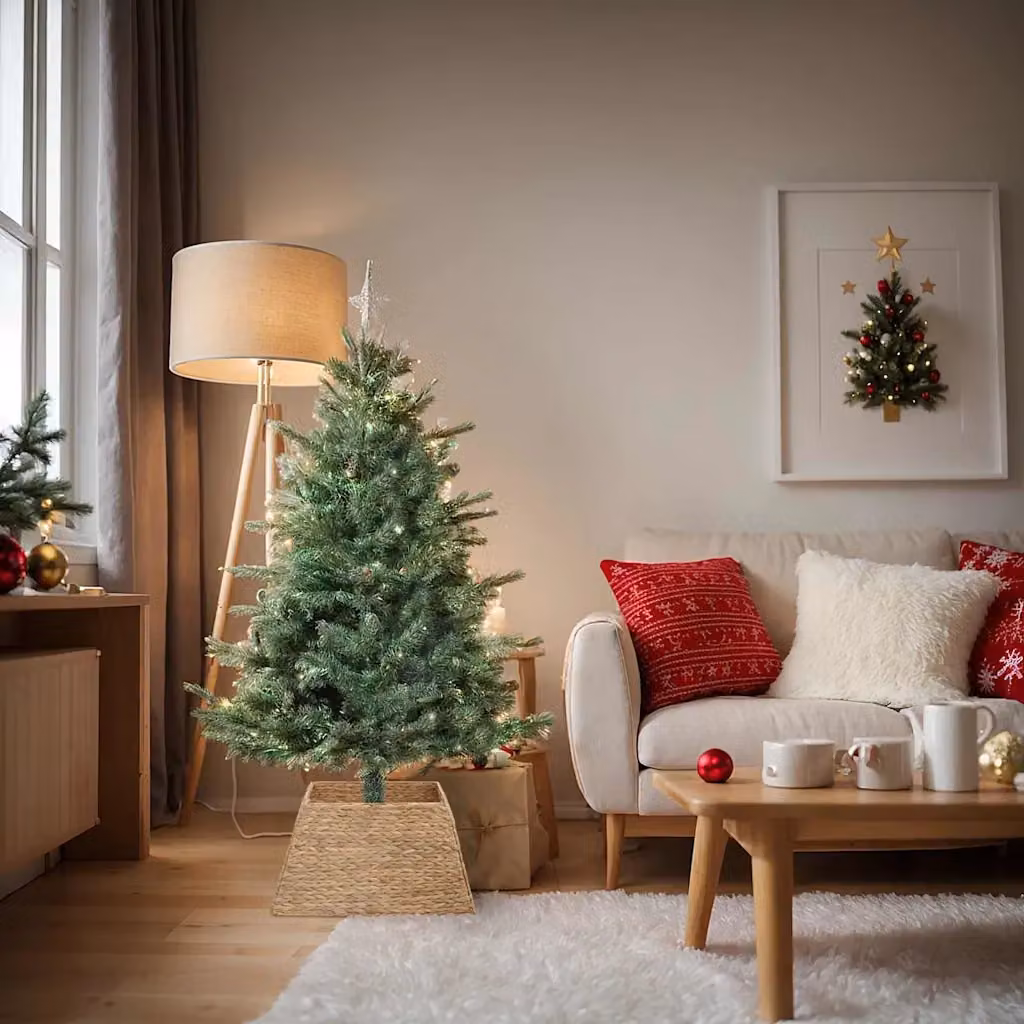 vidaXL Collare per Albero di Natale Quadrato Marrone 60 x 60 x 28 cm
