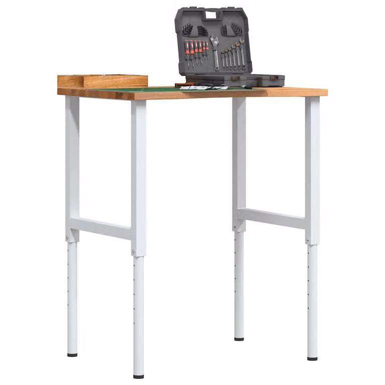 vidaXL Banco Lavoro in Legno di Rovere e Metallo, Marrone e Grigio, L: 80 cm, P: 60 cm, H: 71,5-98 cm