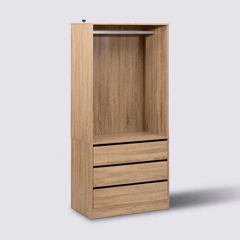 Armadio guardaroba - 80 x 48 x 180 cm - 3 cassetti - Nero