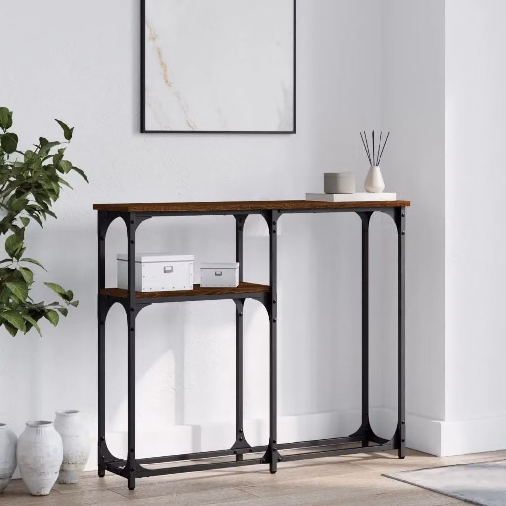 vidaXL Tavolo Consolle in Legno Rovere Marrone L 90 cm, P 22,5 cm, H 75 cm