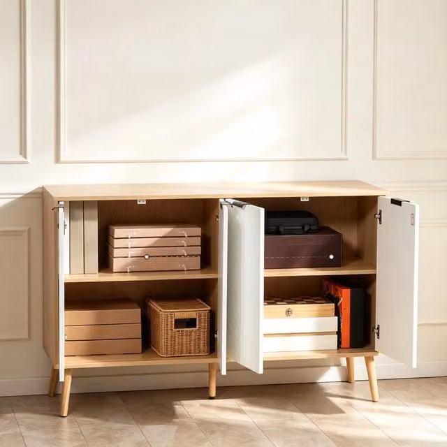 Sideboard a 4 ante elegante, mobile contenitore con ampio spazio di archiviazione (solo mobile contenitore)