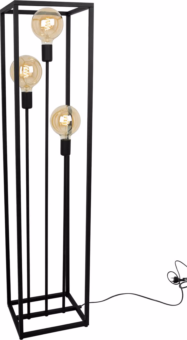 Paralume Lampada da terra moderna CAGE Light-Home - Lampada da terra per soggiorno - Elegante lampada industriale - Nero - 130x30x25 cm