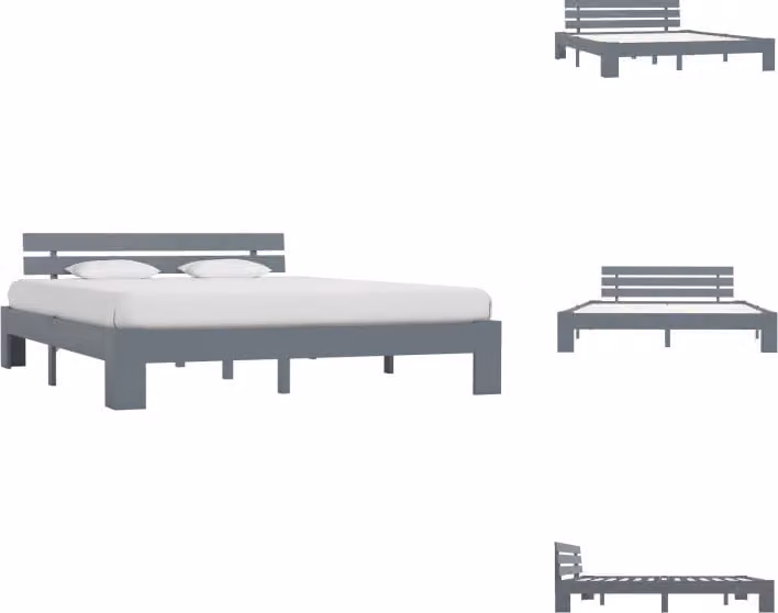 vidaXL Letto in legno massiccio pino grigio 180x200 cm - Letti e strutture letto