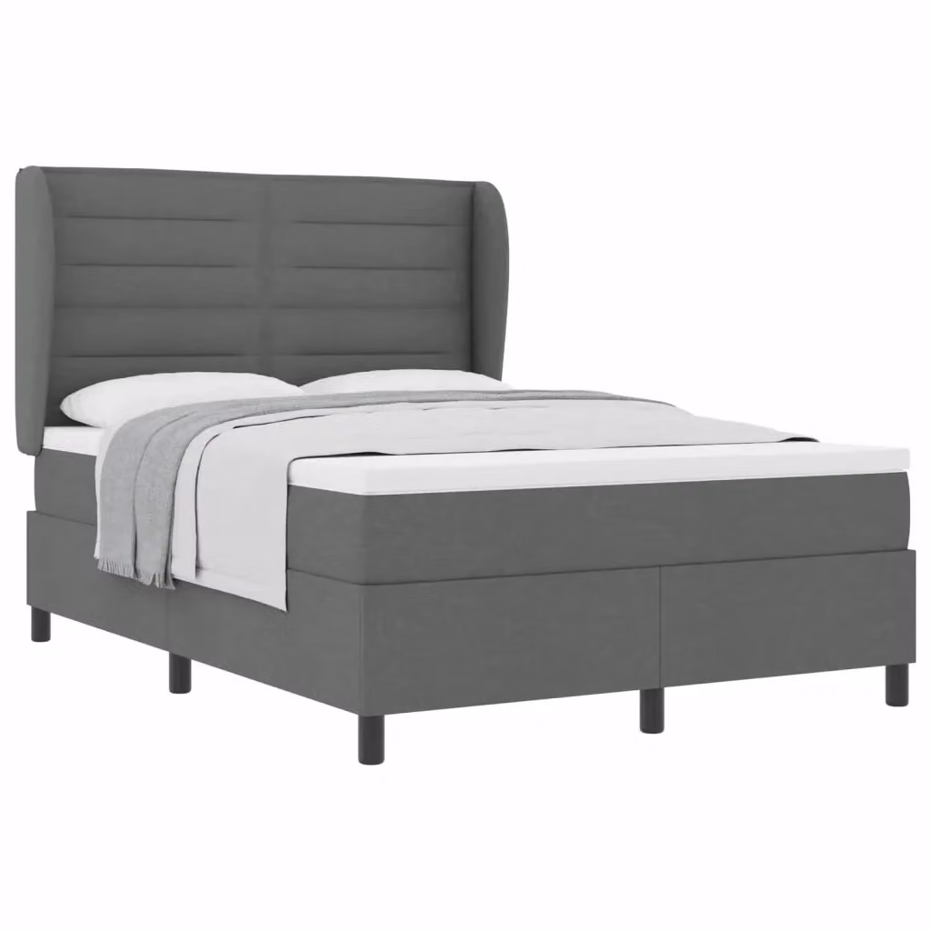 Letto contenitore moderno vidaXL con materasso a molle in tessuto grigio L/P: 160 x 200 cm – 2