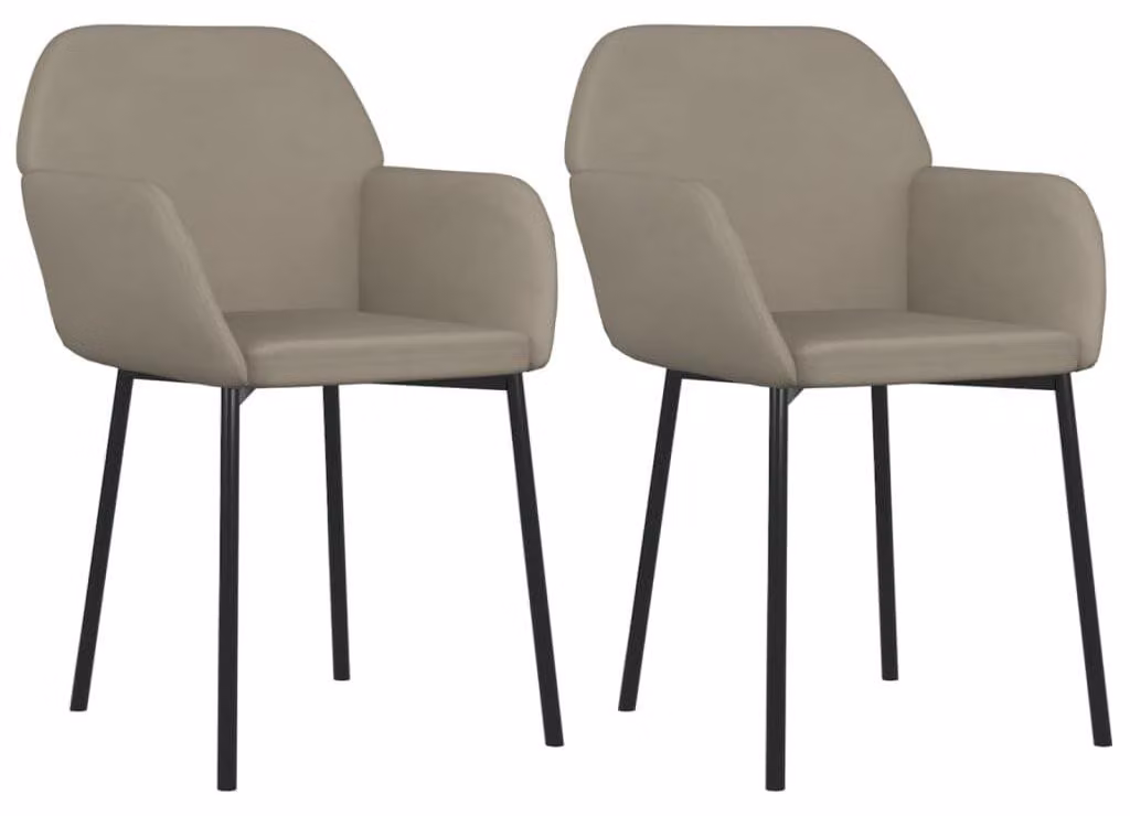 Set di 2 sedie da pranzo in velluto color grigio chiaro