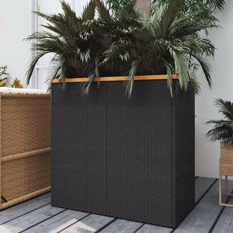 Fioriera vidaXL in Polyrattan Nera e Marrone L: 80 cm, P: 40 cm, H: 80 cm
