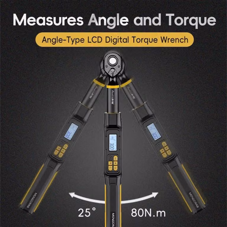 Chiave dinamometrica digitale - Attacco quadrato da 1,27 cm - Coppia da 6,8 a 135 Nm - Misurazione dell'angolo a 0,1° - Adatta per motori di motociclette e riparazioni del telaio
