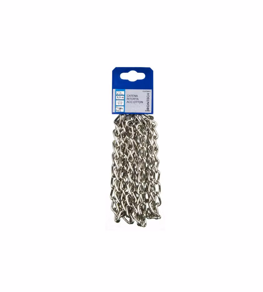 Catena ritorta pretagliata Diam. 3 mm. in acciaio ottonato 2,5 mt.