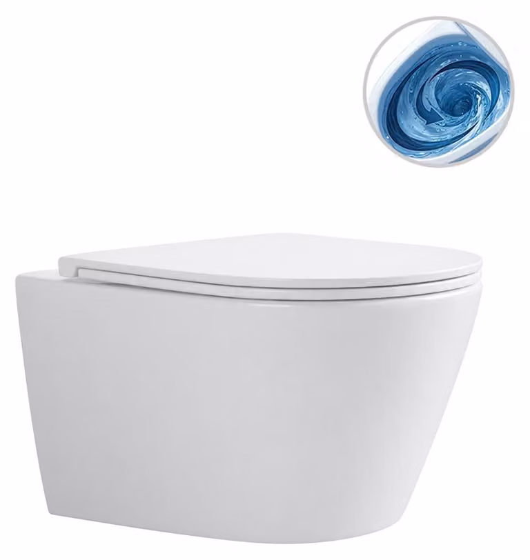 WC sospeso modello Toluco, Vortex - scarico a vortice - senza copriwater - bianco lucido - 49,5x36,5 cm