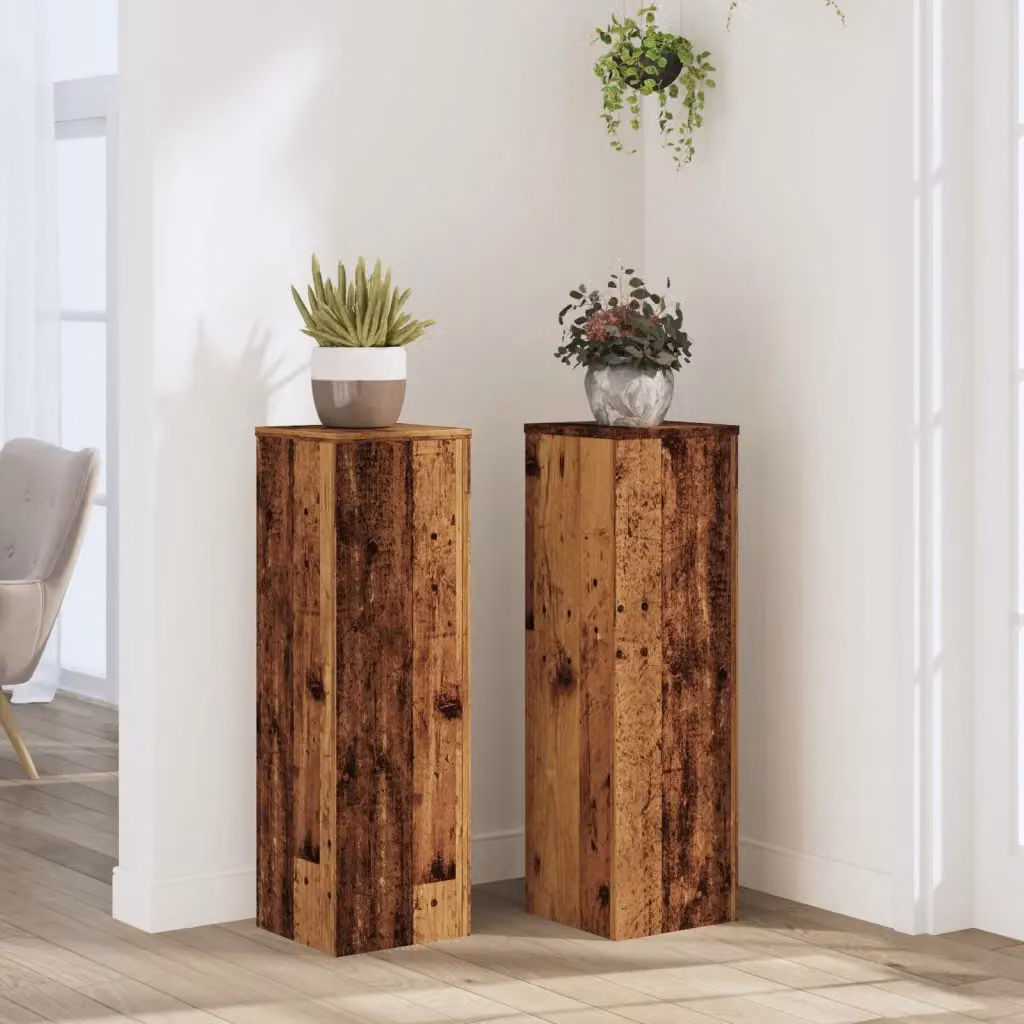 Set di 2 supporti per piante vidaXL in legno color marrone, L/P/H: 25 x 25 x 80 cm