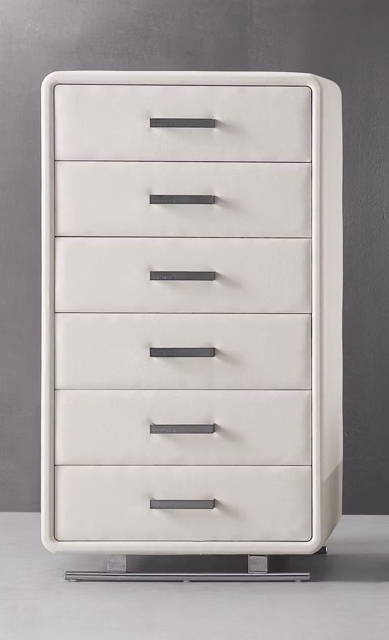 XXL Leder Hochschrank Sideboard Kommode 6 Schubladen Schränke Schrank Kommoden