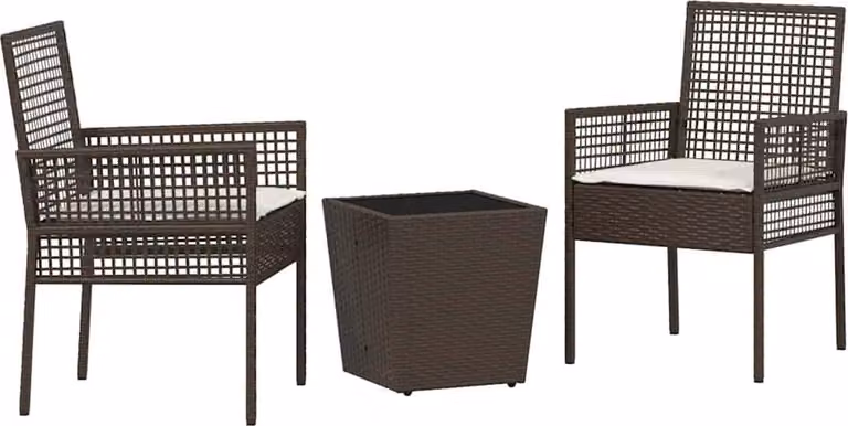 Set Bistro da Giardino 3 pcs Marrone polyrattan