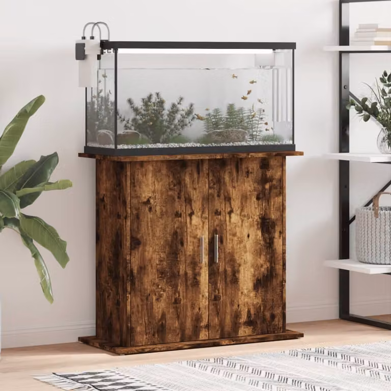 vidaXL Supporto Acquario in Legno Multistrato Rovere Fumo Marrone L: 81 cm, P: 36 cm, H: 73 cm