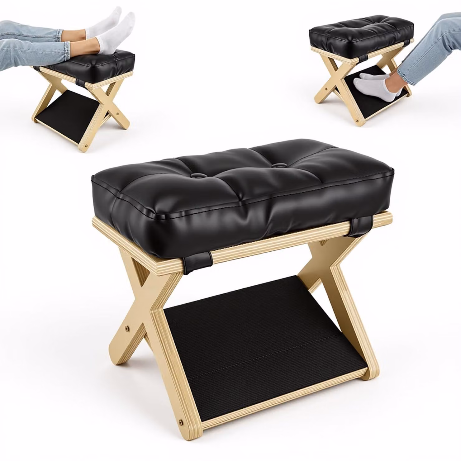Omgoods - Poggiapiedi ergonomici 2-in-1 da utilizzare sotto la scrivania, con cuscino removibile