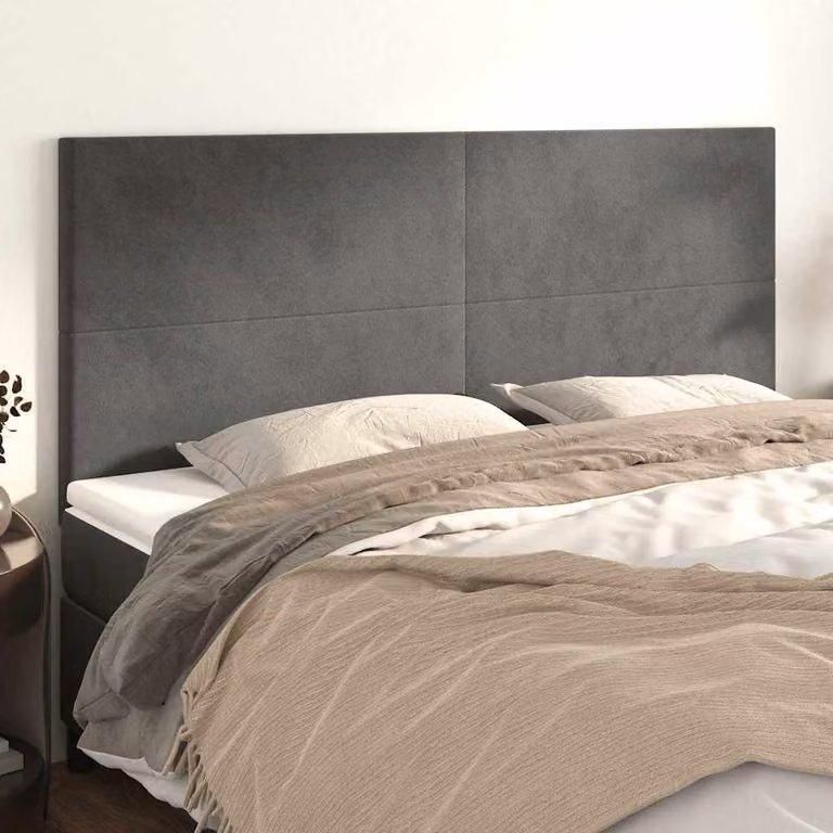 Testiera per letto vidaXL in velluto grigio scuro, L: 200 cm, H: 118 cm, P: 5 cm