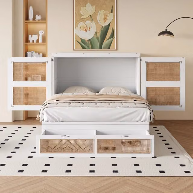 letto a scomparsa legno bianco 140 x 200 cm