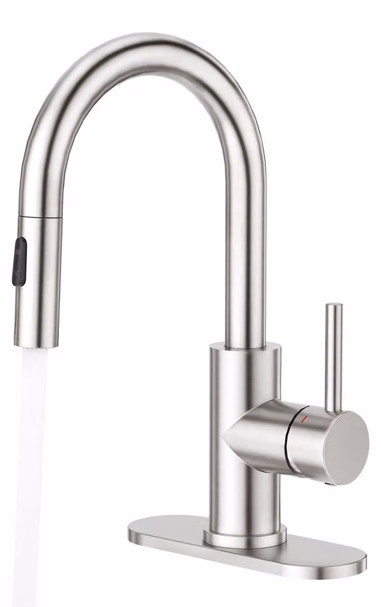 Rubinetto da bagno monocomando, estensibile, finitura in nichel spazzolato, 2 modalità