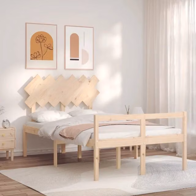 Letto per anziani vidaXL in legno massello di pino stile rustico L/P: 140 x 190 cm
