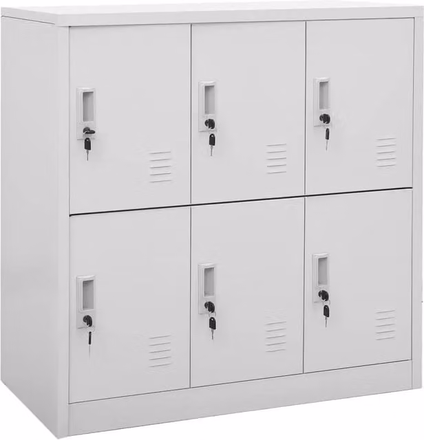 Armadio a casettoni moderno portaoggetti 90 x 45 x 92,5 cm con serrature e grande capacità in acciaio grigio chiaro 02_0046923