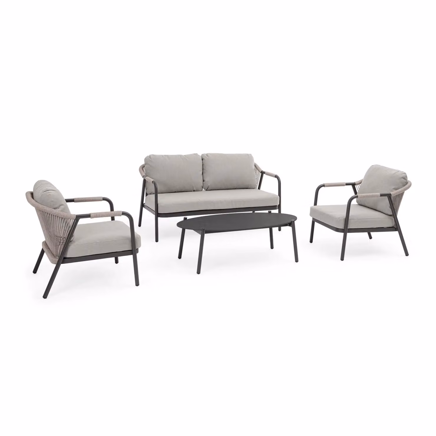 Set salotto da giardino VEJER con cuscini grigi e struttura antracite