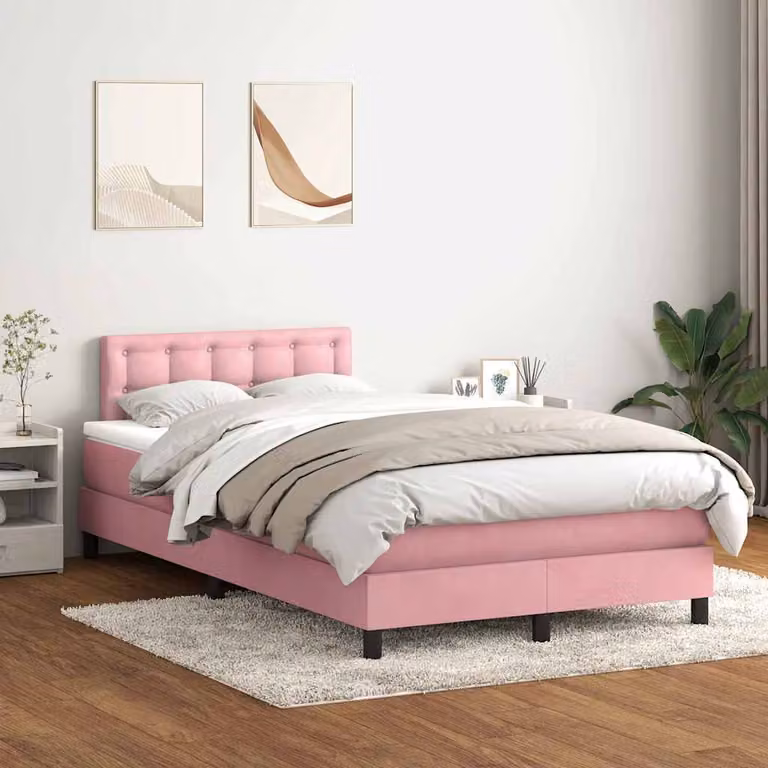 Maison Exclusive - Letto boxspring con materasso Rosa 120x220 cm Velluto
