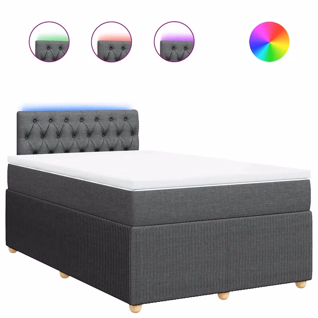 vidaXL Letto Ibrido con Materasso e Giroletto in Tessuto Grigio e Bianco L/P: 120 x 200 cm – 2