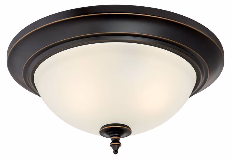 Plafoniera Harwell 33 cm bronzo ambrato e vetro smerigliato