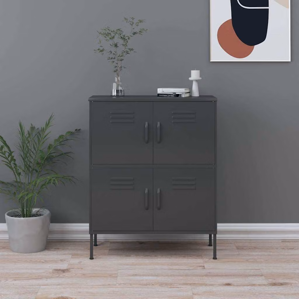 Armadietto da parete vidaXL in metallo antracite con ante a battente, L: 80 cm, P: 35 cm, H: 101,5 cm – 1
