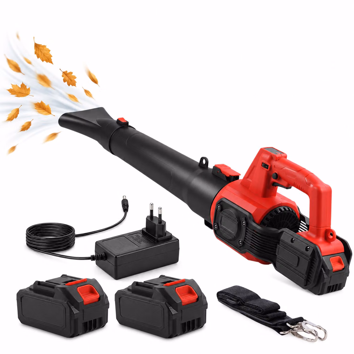 30.000 U/min, soffiante a batteria, 21V, 456 CFM, 130 MPH, motore brushless, 6 velocità, display, portatile, ideale per foglie, neve, giardino e cortile. Include 2 batterie