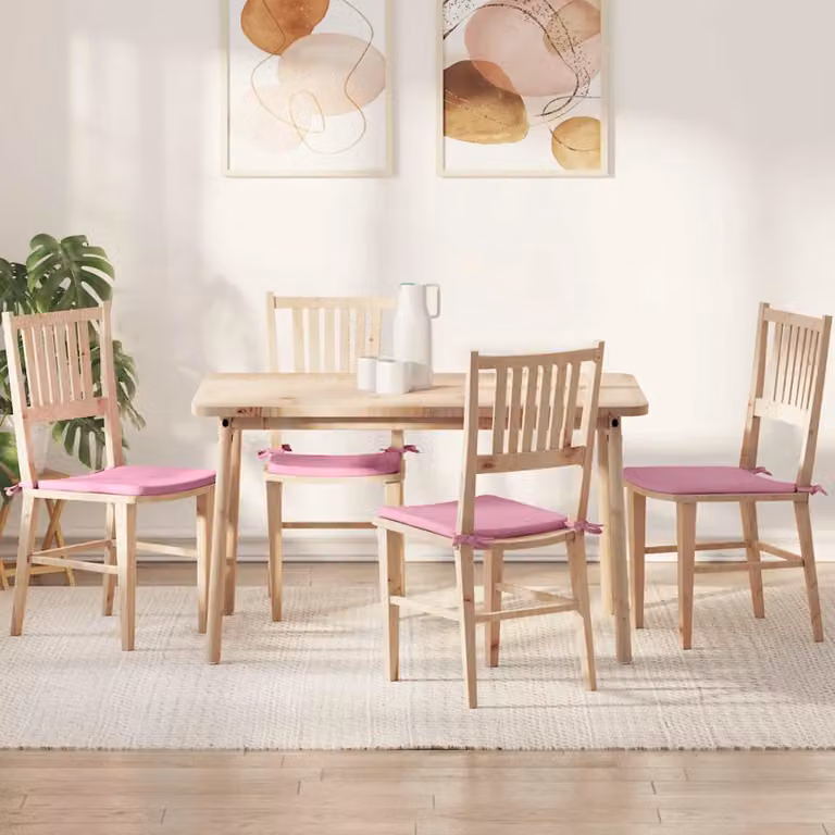 Set di 4 cuscini per seduta vidaXL in tessuto rosa, forma quadrata con imbottitura in schiuma, L/P/H: 40 x 40 x 3 cm
