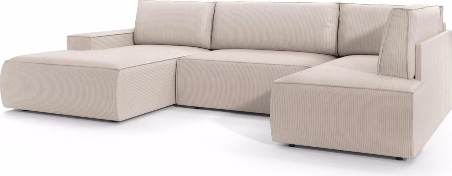 FURNLUX Divano angolare Fiord Beige e Nero 329cm / Colore principale: Beige / Dimensioni: 329 x 85 x 167 cm