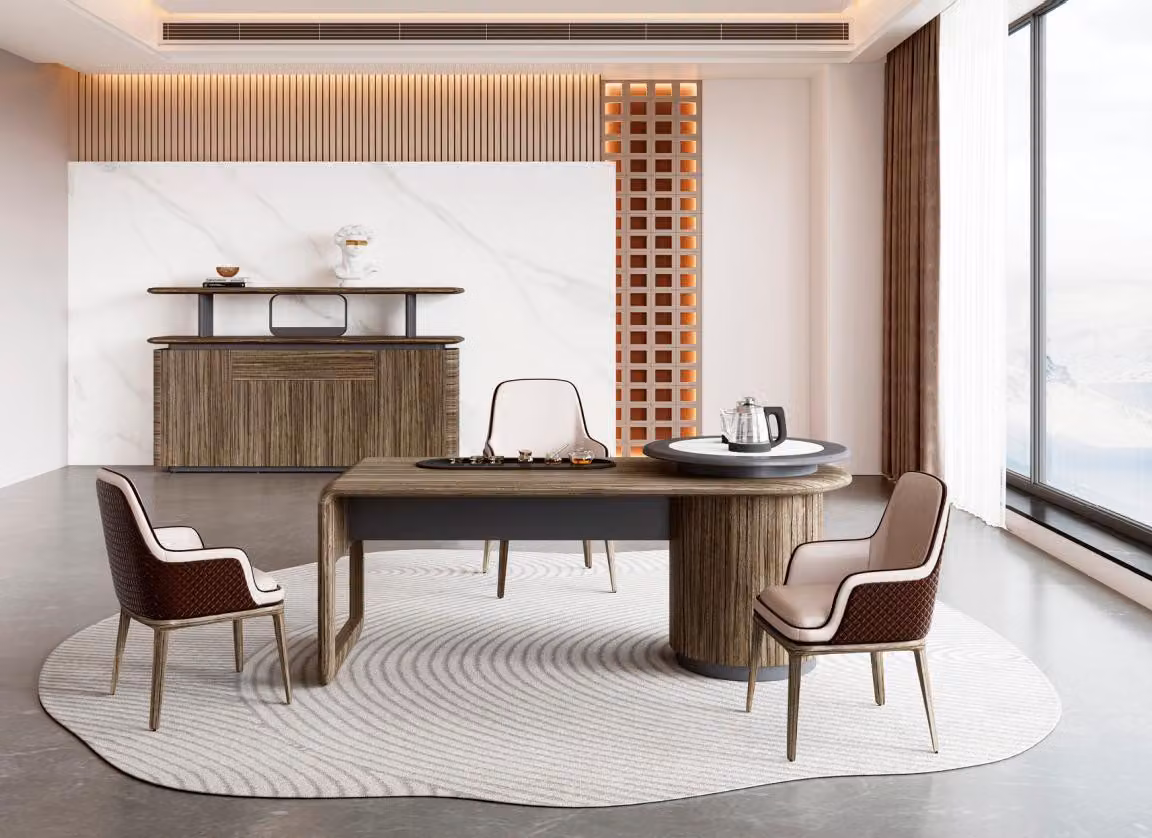 Robuster Bürotisch Designer Holz Schreibtisch Arbeitszimmer Luxus Möbel