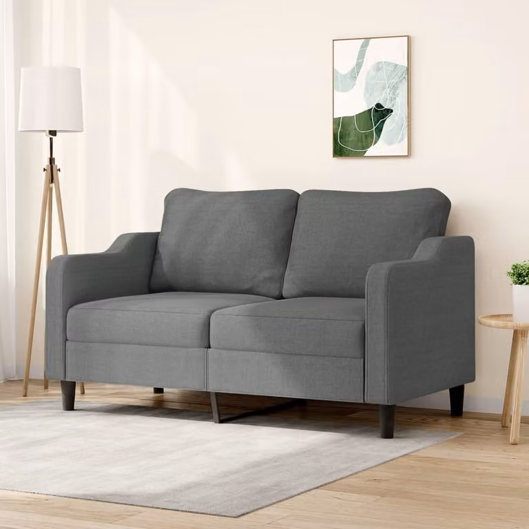 Divano esclusivo a 2 posti, colore grigio scuro, 140 cm, rivestito in tessuto