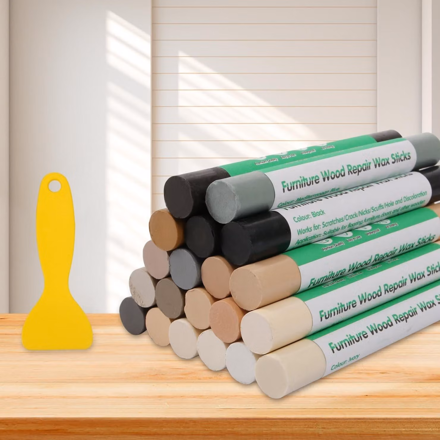 Kit di riparazione per mobili in legno - 20 colori per graffi e crepe